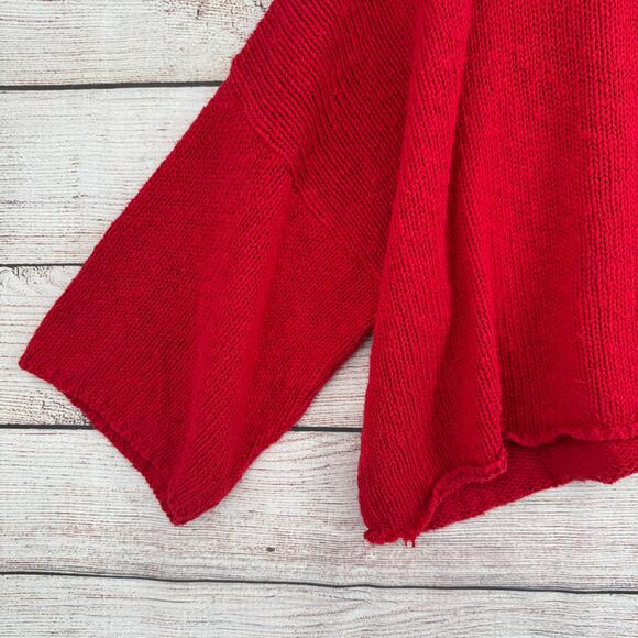 Vintage 90s S.W.A.K. Crop Oversized Sweater Womens Large Red Made in USA - Picture 5 of 9